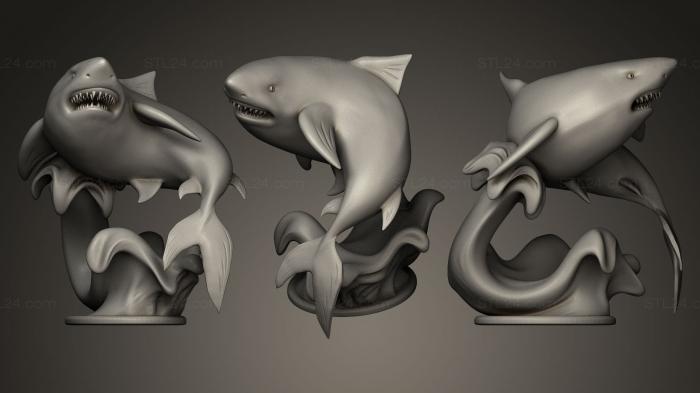 Статуэтки животных (ГОТОВАЯ АКУЛА 3, STKJ_0414) 3D модель для ЧПУ станка